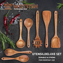 Wooden Utensil Set,WOTTISH 7Pcs Nonstick Wood Spatula,Wooden Kitchen Utensils Set Non Toxic,Wooden Spoons for Cooking（A07） by CozyNest Decor