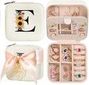 AYGXU Travel Jewelry Box for Women and Girls - Small Case With Initial A-Z - Teacher Gifts by TinyTreasures Baby Boutique