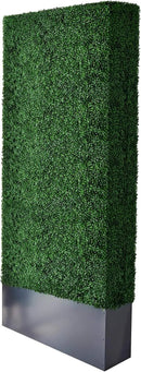 AGPL Upgraded Artificial Boxwood Hedge Wall with Dark Gray Stainless Steel Planter (96" Height 48" Width 12" Deep) Outdoor and Indoor Backdrop Divider Privacy Screen and Decorative Wall by CozyNest Decor