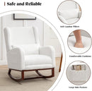 Rocking Chair Nursery,Teddy Nursery Rocking Chairs with Foot Rest, Sherpa Nursing Chair Glider Rocker with Wingback and Pillow for Living Room, Bedroom, White by TinyTreasures Baby Boutique