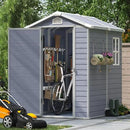 Aoxun 4'x6' Resin Outdoor Storage Shed Utility Tool Shed Storage House, Multi-Purpose Utility Tool House Applicable for Bike, Clutter Storage for Backyard, Patio - Gray by GreenHaven Gardens