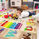 6x9 Playroom Rugs for Kids Washable, Educational and Fun Playmat with ABC Alphabet Animals Shapes Colors, Non-Slip Play Mat Learning Rugs for Baby Toddler Children Game Activity，Beige, Pink by CozyNest Decor