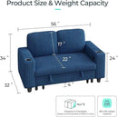 LINSY HOME Loveseat Sofa with Storage - Comfy Plush Corduroy 2 Seater Sofa with USB Charging & Cup Holders, Deep Seat Love Seat for Small Spaces Living Room Bedroom Apartment, Blue by CozyNest Decor