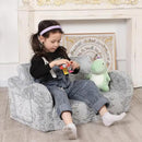 Kids Extra Wide Glow in The Dark Chairs for Toddler, 2-in-1 Toddler Soft Sherpa Couch Fold Out, Convertible Sofa to Lounger for Girls and Boys, Dark Grey by CozyNest Decor