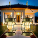 Solar Lantern 2 Pack Solar Outdoor Lights Metal Hanging Lights for Outside Waterproof Retro Design with Edison Bulb Decorative for Patio Porch Fence Garden Lawn by GreenHaven Gardens