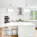 20.4''Drum Chandelier,5-Light Brushed Nickel Modern White Fabric Chandeliers,Farmhouse Round Pendant Light Fixture for Dining Room Kitchen Island Living Room Bedroom Hallway by CozyNest Decor