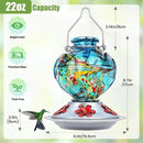 BOLITE Hummingbird Feeder, Hand Blown Glass Hummingbird Feeders for Outdoors Hanging, with Ant Moat and 5 Feeding Ports, 22 Ounces, Peony Flower Shape, Blue, Gifts for Women Men, Gifts for Mom Dad by GreenHaven Gardens