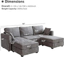 mestyl Modular Sectional Sofa Convertible U Shaped Sofa Couch Set with Storage for Living Room, Modern 3 Seater Modular Sectional Couch with 2 Movable Ottoman (Grey) by CozyNest Decor