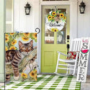 BLKWHT Summer Cat Garden Flag 12x18 Inches Double Sided for Outside, Sunflower Burlap Small Seasonal Yard Flag for Outdoor Decor BW640 by GreenHaven Gardens