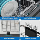 MAJALiS Expandable in Sink Dish Drying Rack - Adjustable Capacity (11.3''-17''L) Stainless Steel Over Sink Dish Drainers Rack for Kitchen Sink with Utensil Holder, Silver by CozyNest Decor