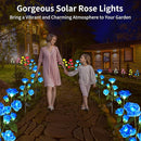 Solar Garden Lights, Solar Outdoor Lights with More Realistic 10 Rose Waterproof Solar Powered Flowers Lights for Outside Patio Yard Pathway Decorations, 2 Pack, Blue by GreenHaven Gardens