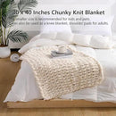 L'AGRATY Chunky Knit Blanket Throw: 30''x40'' Chenille Chunky Knitted Throw Blankets for Bed Couch - Handmade Thick Big Cable Knit Blankets - Large Crochet Rope Blanket for Home Decor(Ivory) by CozyNest Decor