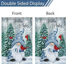 Heyfibro Hello Winter Gnome Garden Flag 28x40 Double Sided Burlap Cardinals Snowflakes Snow Yard Banner for Christmas Seasonal Outside Outdoor House Decoration (ONLY FLAG) by CozyNest Decor