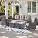 Outdoor Wicker Patio Furniture Set - 5 Piece Rattan Patio Conversation Set with 2 Rocking Swivel Chairs,2 Ottomans and 1 Sofa for Porch Deck Backyard Garden(Mixed Grey/Grey) by GreenHaven Gardens