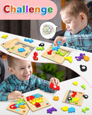 Yetonamr Wooden Toddler Puzzles Gifts Toys for 1 2 3 Years Old Boys Girls, 6 Vehicle Shape Montessori Toys Educational Blocks Kids Gift Baby Learning Toy Age 1-3, 2-4 by TinyTreasures Baby Boutique