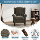 UIXE High Back Accent Chairs Set of 2, Upholstered Armchair in Fabric, Retro Wingback Arm Chair for Living Room, Comfy Single Sofa Bedroom Reading Seat with Solid Wood Legs - Taupe by CozyNest Decor