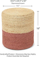 REDEARTH · Cylindrical Pouf Foot Stool Ottoman - Jute Braided Pouffe Poof Accent Sitting Footrest for Living Room, Bedroom, Nursery, Patio, Lounge (Natural Rust, 14.5"x14.5"x16") by CozyNest Decor