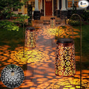 Outdoor Solar Lanterns - Hanging Solar Lights Halloween Lights Metal Lantern Decorative for Patio Garden Yard Backyard Table Tree Outside Lighting Cool/ Warm Light (6 Pack by GreenHaven Gardens