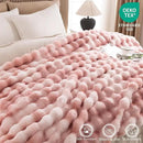 Cozy Faux Fur Throw Blanket for Couch-Warm Fuzzy Throw Blanket, Soft Plush Thick Bubble Blankets for Bedroom and Living Room, Furry Luxury Blanket, 90 x 108, Tie-Dye Pink by CozyNest Decor