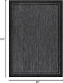 CAMILSON Indoor Outdoor Rug, 8x10 Bordered Dark Gray Black Modern Area Rugs for Indoor and Outdoor Patios, Kitchen and Hallway Mats, Washable Porch Deck Outside Carpet (Bordered Black, 8 x 10) by GreenHaven Gardens