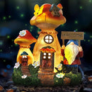 Solar Garden Statue Lights Mushroom Fairy House Figurine, Outdoor Memorial Garden Ornaments Waterproof Decoration for Outside Patio Yard Lawn Decor by CozyNest Decor