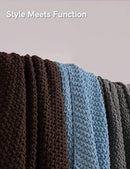 YnM Chunky Cotton Knit Throw Blanket, Cable Knit Throws for Bed Couch Sofa, Comfy & Relaxing, Decorative Piece for Farmhouse Modern Boho Rustic Scandinavian Chic Vibe, Aqua Blue 50x60 Inches by CozyNest Decor