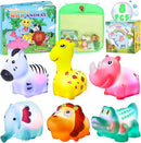 Light Up Bath Toys for Toddlers Kids Baby Boys Girls, No Hole Bath Toys with Bath Book & Organizer, Glow Bath Time Toys for Bathrooms Pool, Animals Bathtub Toys Gift for Toddlers Kids Baby Infants by TinyTreasures Baby Boutique