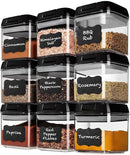 Shazo 9 PC Airtight Food Storage Containers - BPA Free Clear Plastic Snack & Spice Containers with Easy Lock Lids - Kitchen and Pantry Organization for Herbs, Coffee, Tea - 0.5L / 2.1 Cups by CozyNest Decor