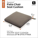 Classic Accessories Ravenna Seat Cushion, 21x21x3 Inch (Pack of 1), Dark Taupe 4 Sq Ft, Chair Seat Cushion by GreenHaven Gardens