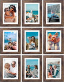 Vittanly 5x7 Picture Frames Set of 9, Shatter Resistant Plexiglass, Display 4x6 Pictures with Mat or 5x7 without Mat, Photo Frames for Wall or Tabletop, Engineered Wood, Brown by CozyNest Decor