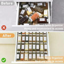 Spice Drawer Organizer with 20 Spice Jars,216 Labels,25 Non-slip Rubber, Bamboo 4 Tier Seasoning Rack Tray Insert for Kitchen Drawers,Cabinets,Countertop,11" Wide x 15.8" Deep by CozyNest Decor