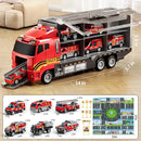 Toddler Boys Toys for 3-5 Years Old, Fire Truck Vehicle Set with Play Mat and Die-Cast Toy Car, Transport Carrier Truck for Kids 3-5, Birthday Gifts Toys for 3-8+ Year Old Boys by TinyTreasures Baby Boutique