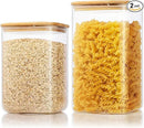 Extra Large Square Glass Flour & Sugar Storage Containers with Airtight Lids, 168 floz & 84 floz - 2 Pack Glass Jars with Bamboo Lids, Air tight Food Storage Containers for Cereal, Pasta, Rice by CozyNest Decor