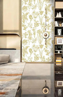 Dimoon 393"x17.3" Floral Wallpaper Peel and Stick Flowers Golden White Contact Paper Thicken Waterproof Modern Self Adhesive Plants Wallpaper Removable Wall Paper Shelf Vinyl Roll by GreenHaven Gardens