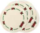 Whaline 4Pcs Round Christmas Flower Placemats Embroidered Xmas Poinsettia Place Mats Decorative Dinner Table Mats for Holiday Party Decor by CozyNest Decor