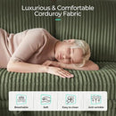 LINSY HOME Sectional Sleeper Sofa with Pull Out Couch Bed Convertible Plush Corduroy Cloud Couch with Storage Chaise & USB Charging, Comfy L Shaped Modular Couches for Living Room Apartment (Green) by CozyNest Decor
