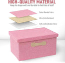 Enzk&Unity Decorative Storage Bins with Lids, Fabric Linen Foldable Storage Box with Handle Home Organizer for Shelf, Closet, Bedroom, Living Room, Office, 3 Packs, Pink by CozyNest Decor