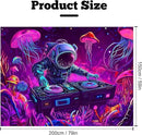 BVBOX Astronaut Space Blacklight Tapestry 79"x59", UV Reactive DJ Astronaut Jellyfish Universe Galaxy Planet Glow in Dark Music Tapestries, Black Light Neon Upright Poster Wall Hanging Backdrop Decor for Bedroom Living Room by CozyNest Decor