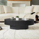 Oval Coffee Table for Living Room, Modern Fluted Coffee Tables with Pedestal Base, Handcrafted Centre Tea Tables Easy Assembly-43.7" Black by CozyNest Decor