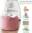 HIGOGOGO Round Stuffed Pouf Ottoman, Corduroy Poufs with Foam Chunk Filling, Furry and Fluffy Pouf Foot Stool Storage Ottoman, 26 X 18 Floor Poufs Foot Rest for Living Room, Pink by CozyNest Decor