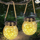 Solar Lantern Crackle Glass Ball, 4 Pack Garden Hanging Solar Lights Outdoor Waterproof Lanterns with 30 Warm White LED for Outdoor Decor Patio Yard Lawn Pathway by GreenHaven Gardens