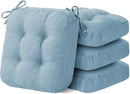 Chair Cushions for Dining Chairs, Dining Chair Cushions, Tufted Indoor Chair Pads with Ties & Non Slip Backing, Seat Cushions for Kitchen Chairs 16.5” x 16.5” x 3.5”, Set of 4, Light Blue by GreenHaven Gardens