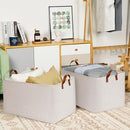 DULLEMELO Beige Storage Baskets for Organizing, Set of 2 Extra Large Canvas Fabric Storage Baskets with Handles, Foldable Storage Bins Baskets for Blankets Living Room by TinyTreasures Baby Boutique
