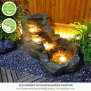 Garden Outdoor Water Fountain, 42.1" L Floor Standing Tiered Rock Outdoor Fountains with LED Lights and Pump for Garden, Backyard, Deck, Patio, Porch and Home Art Decor by GreenHaven Gardens