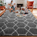 ONASAR 5x7 Area Rugs for Living Room Bedroom, Washable Fluffy Grey and White Faux Fur Bedside Rug, Geometric Boho Soft Plush Shaggy Floor Carpet Mat for Nursery Kids Girls Teen Dorm Home Decor by TinyTreasures Baby Boutique