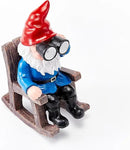 Solar Garden Gnome Statues Resin Gnome Figurines Sitting on Rocking Chair Outdoor Telescope Gnome Gifts for Yard, Patio Decor Gift by CozyNest Decor