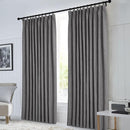 Macochico Pinch Pleated Blackout Linen Curtains 96 Inches Long 100% Light Blocking Burlap Curtains for Bedroom Living Room Thermal Window Panels with Tieback 72”Wx96”L Natural Grey 1 Panel by CozyNest Decor