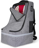 Car Seat Travel Bag for Airplane,Infant Seat Travel Bag with Shoulder Strap,Padded Car Seats Backpack with Reflective Stripes,Large Carseat Carrier Bag Travel Car Seat Cover,Grey by TinyTreasures Baby Boutique