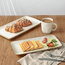 famiware Serving Platter, Rectangular 15.67/14.1/12.6 inch Serving Dishes for Entertaining, Microwave Dishwasher Safe, Stonware Serving Trays for Party, Turkey, Cheese, Ocean Series, Cappuccino White by CozyNest Decor