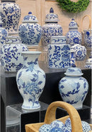 Galt International Blue and White Floral Chinoiserie Ceramic Vase 14" - Hand Painted Antique Style Porcelain Flower Bottle Fishtail Porcelain Chinese Vase for Home Decor Centerpiece by GreenHaven Gardens